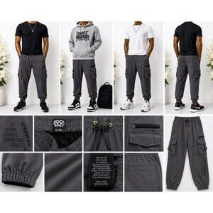 Rock Salt Gray Cargo SZ X Large 18 Youth Boys Pants Jogger Techwear Drawstring